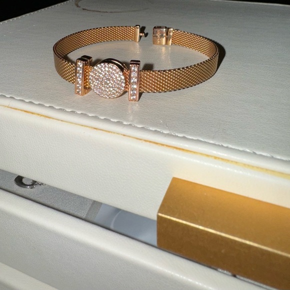 Sale‼️Pandora Reflexions Mesh Sparkling Clasp Bracelet Jewelry withh threecharms - Picture 2 of 6